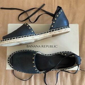 Banana Republic “Cleo” Rivet Espadrilles Black Size 9